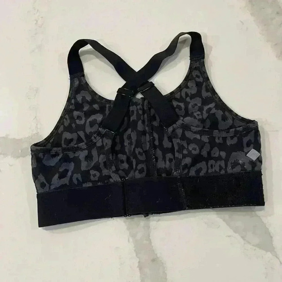 LuLaRoe Consistent Sports Bra Gray Leopard & Black Rise Workout Women’s Small - Picture 2 of 6